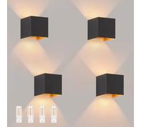Laittiin Applique murale d'extérieur à LED - 4ER Lampe d'extérieur noire et dorée G9 - Éclairage d'extérieur vers le haut et vers le bas - Angle de faisceau réglable - IP65 3 000 K