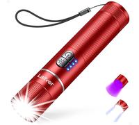 Laitver Lampe Torche LED/Torche UV 2 en 1, Lampe de Poche Rechargeable Ultra Puissante avec 395nm Ultraviolette Noire-6 Modes, Zoomable, Étanche, Longue Durée pour Éclairage,Rouge