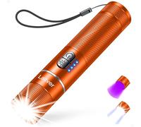 Laitver Lampe Torche LED/Torche UV 2 en 1, Lampe de Poche Rechargeable Ultra Puissante avec 395nm Ultraviolette Noire-6 Modes, Zoomable, Étanche, Longue Durée pour Éclairage,Orange