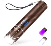 Laitver Lampe Torche LED/Torche UV 2 en 1, Lampe de Poche Rechargeable Ultra Puissante avec 395nm Ultraviolette Noire-6 Modes, Zoomable, Étanche, Longue Durée pour Éclairage,Marron