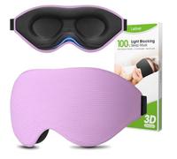 Laitver Masque de Nuit Homme/Femme, Masque de Sommeil Anti-Lumière, Zéro Pression Oculaire & Design Elargi sur le Côté, Doux & Confortable Réglable pour un Sommeil Paisible,Violet