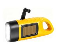 LAIVIYA Lampe Torche Solaire, Lampe de Poche LED d’Urgence avec Mousqueton, Lampe Dynamo Manivelle Portable pour Plein Air Camping Pannes de Courant Cyclisme Équipement d'urgence (Jaune)