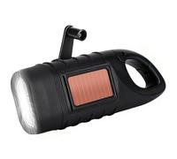 LAIVIYA Lampe Torche Solaire, Lampe de Poche LED d’Urgence avec Mousqueton, Lampe Dynamo Manivelle Portable pour Plein Air Camping Pannes de Courant Cyclisme Équipement d'urgence (Noir)