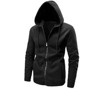LAIWANG Sweat à capuche zippé léger à manches longues pour homme - Noir - Taille S