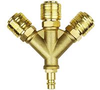 LAIWOO Distributeur d'air Comprimé 3 Voies, Connecteur d'air Comprimé, Interrupteur d'air Comprimé, Avec deux Connecteurs Filetés 1/4 Pouce, en laiton Antirouille NW 7,2