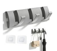 LAIYORA Patère Murale avec 3 Crochets Rétractables Pliables Auto-adhésif sans Perçage ABS Extra Épais Gain de Place pour Entrée Salle de Bain Gris Armes