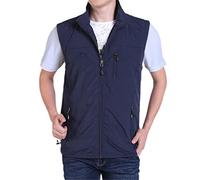 LAIYUTING Gilet fin et décontracté pour homme, avec de nombreuses poches, fermeture éclair, noir foncé,L