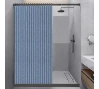 LAIYUTING Rideau de Douche Pliant Double Face à Aspiration magnétique, Rideau d'ombrage de Salle de Bains en Lin épais (Bleu,120x200cm)