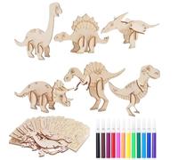LAJUP 18 Pièces Jouet Dinosaure Bricolage Bois, Activité Manuelle Enfant En Bois, Kit Bricolage Enfant Dino Peintures, 3D Dinosaure Puzzle En Bois Pour Garçons Et Filles 4 5 6 7 8 9 Ans