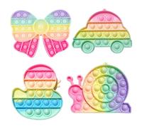 LAJUP 4PCS Silicone Push Bubble Sensory Pop Fidget Toy,Pop Fidget Toys,Escargots vehicule Canard Jouets Anti-Stress Jouets Sensoriels à Presser en Silicone pour Soulager Le Stress d'adulte Enfant