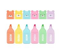 LAJUP 6 Mini Stylos Surligneurs, 6 Couleurs Marqueurs À Surligner, Surligneurs En Forme De Ours Pour Mettre En Évidence Un Journal Intime Ou Un Carnet À L'École, Au Bureau