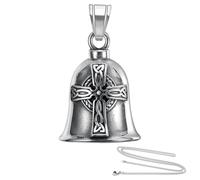 LAJUP Collier Cloche En Croix,Porte Clef Moto, Guardian Bell, Porte-Cloche Moto Chromé Pour Accessoires Moto Ou Porte-Clés Lucky Bell Cloches De Moto Cloches