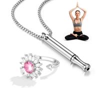 LAJUP Lot de 2 Collier Respiration de Méditation avec Bague Anti Stress, Collier de Soulagement, Collier Anti Anxiété, Bague anti stress, en Acier Inoxydable, Convient à la Méditation Relaxation