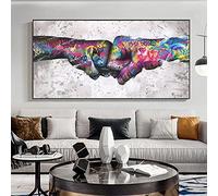 Lakabara Poing Bump Graffiti Art Toile Peintures Street Wall Art Affiches et Gravures Coloré Mur Art Photo Salon Décor À La Maison 80x160cm Sans Cadre