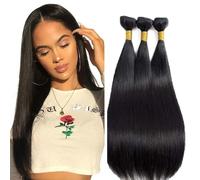 Lakaisa #1B Extensions de cheveux humains raides de couleur noire naturelle 3 trames 300 g 45,7 cm, 50,8 cm, 55,9 cm, 55,9 cm, non traités, sans colle, double trame