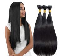 Lakaisa #1B Extensions de cheveux humains raides de couleur noire naturelle 3 trames 300 g 76,2 cm, 81,3 cm, 86,4 cm, non traités sans colle, double trame