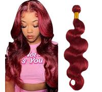 Lakaisa Body Wave Human Hair Bundles #99J Burgundy Human Hair Extensions Tissage Naturel Cheveux Humain Extensions Sew in Hair Single Bundle Real Hair Low Shedding for Woman 34 Pouce