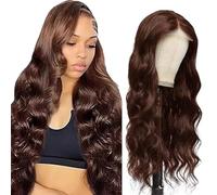 Lakaisa Cheveux Humain Body Wave Human Hair Wig #4 Chocolate Brown 4X1 Lace Glueless Wear and Go Perruque Femme Naturelle Remy Hair Pre Bleached Knots with Baby Hair for Women 30 Pouce