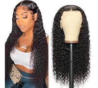 Lakaisa Curly Wave Human Hair Wig Perruque Cheveux Humain 13X1 Lace Natural Black Pre Plucked Unprocessed Remy Hair 150% Density Low Shedding Minimal Tangle for Women 18 Pouce