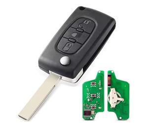 LAKAMODO Clé Vierge Complète Télécommande 3 Boutons Phare CE0523 à Programmer pour Citroen C1 C2 C3 C4 C5 C6 C8 Xsara Picasso pour Peugeot 207 208 307 308 407 807 Lame Rainurée