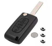 LAKAMODO Coque Clé Plip Télécommande pour Peugeot 307 CC 308 407 607 Expert Jumpy pour Citroën C4 C5 C6 C4 Picasso Xsara Picasso +3 Boutons Switch +Pile (3 Boutons Coffre, CE0523, HU83 Lame rainurée)