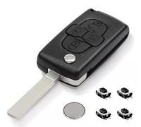 LAKAMODO Kit Coque Plip Clé Télécommande pour Peugeot 807 1007 +4 Boutons Switchs + Pile CE0523 4 Boutons VA2 Lame Non rainurée