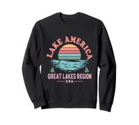 Lake America Lake Ontario Région des Grands Lacs Rétro Coucher de Soleil Sweatshirt