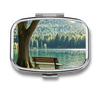 Lake Bench Pilulier portable à 2 compartiments pour ranger des vitamines, de l'huile de poisson, des cadeaux de voyage