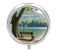Lake Bench Pilulier portable à 3 compartiments pour ranger des vitamines, de l'huile de poisson, des cadeaux de voyage