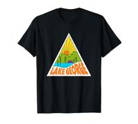 Lake George New York Mono Line Graphic Retro Outdoor T-Shirt