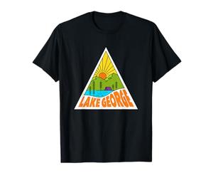 Lake George New York Mono Line Graphic Retro Outdoor T-Shirt