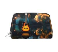 Lake Guitar Reflections Trousse de toilette en cuir pour femme, Argenté., Taille unique, Trousse de toilette