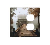 Lake House Plaques murales décoratives pour interrupteur à 2 interrupteurs - Plaque d'interrupteur électrique en thermoplastique pour appareil de décoration, vis incluses
