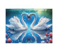Lake Lotus White Cygne 500 Pièces Puzzle Créatif en Carton Anti Déchirure Faune Sauvage Difficulté Moyenne Activité Manuelle Loisir Créatif Cadeau Fête des Mères Premium 500 PCS