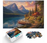Lake Louise Cabin Puzzle 1000 Pièces, Cadeau De Fêtes, 1000pcs (70x50cm) | Comme idée cadeau de Noël : ce puzzle 1000 pièces pour adultes convient aux loisirs calmes sans écran.