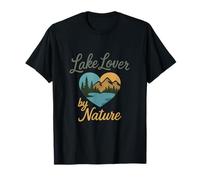 Lake Lover by Nature Cœur Motif Silhouette de lac T-Shirt