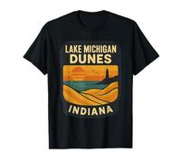 Lake Michigan Dunes Chemise Coucher de Soleil Plage Phare Paysage T-Shirt