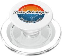 Lake Michigan Retro Les Grands Lacs The Great Lakes PopSockets PopGrip pour MagSafe