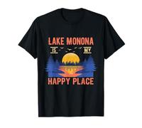 Lake Monona Is My Happy Place Camping Sayings Camper T-Shirt