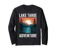 Lake Tahoe Adventure Retro Sunset Mountain and Pine Forest Manche Longue