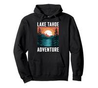 Lake Tahoe Adventure Retro Sunset Mountain and Pine Forest Sweat à Capuche