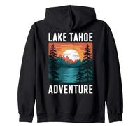 Lake Tahoe Adventure Retro Sunset Mountain and Pine Forest Sweat à Capuche