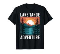 Lake Tahoe Adventure Retro Sunset Mountain and Pine Forest T-Shirt