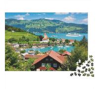 Lake Town Jigsaw Puzzle 1000 Pièces Recyclé Matériau Summer View Puzzles for Enfants Ages 6 Years Up Éducatif Jeu Challenge Parent-Enfant Jouet 70x50cm/1000pcs