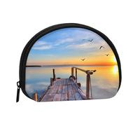 Lake Under Sunset Mini porte-monnaie compact zippé pour pièces de monnaie, clés et petits objets