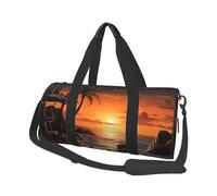 Lake with Boats Canoes Park Round Travel Duffel Bag - Sac de voyage rond de grande capacité durable pour les vacances, la gym, les courts voyages, Guitare sur la plage, Taille unique