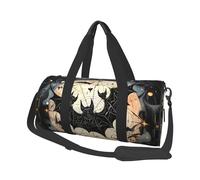 Lake with Boats Canoes Park Round Travel Duffel Bag - Sac de voyage rond de grande capacité durable pour les vacances, la gym, les courts voyages, Chauve-souris volante pour Halloween, Taille unique
