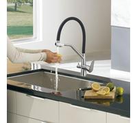 LakeBayMZC Robinet de cuisine 3 voies,Mélangeur 3 en 1 pour filtre à eau,Robinet d'eau potable avec 2 leviers,360° rotatif,Trois voies cuisine acier inoxydable SUS 304,brossé