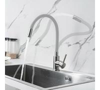 LakeBayMZC Robinet de Cuisine Avec 2 types de jet d'eau, robinet de cuisine avec bec flexible, rotatif à 360°, robinet d'évier en acier inoxydable et tuyau en silicone,Gris