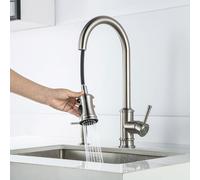 LakeBayMZC Robinet de Cuisine Avec Extractible,Robinet de Cuisine pivotant à 360° pour évier,Avec 3 Mode de pulvérisation d'eau,Acier inoxydable 304 Brossée